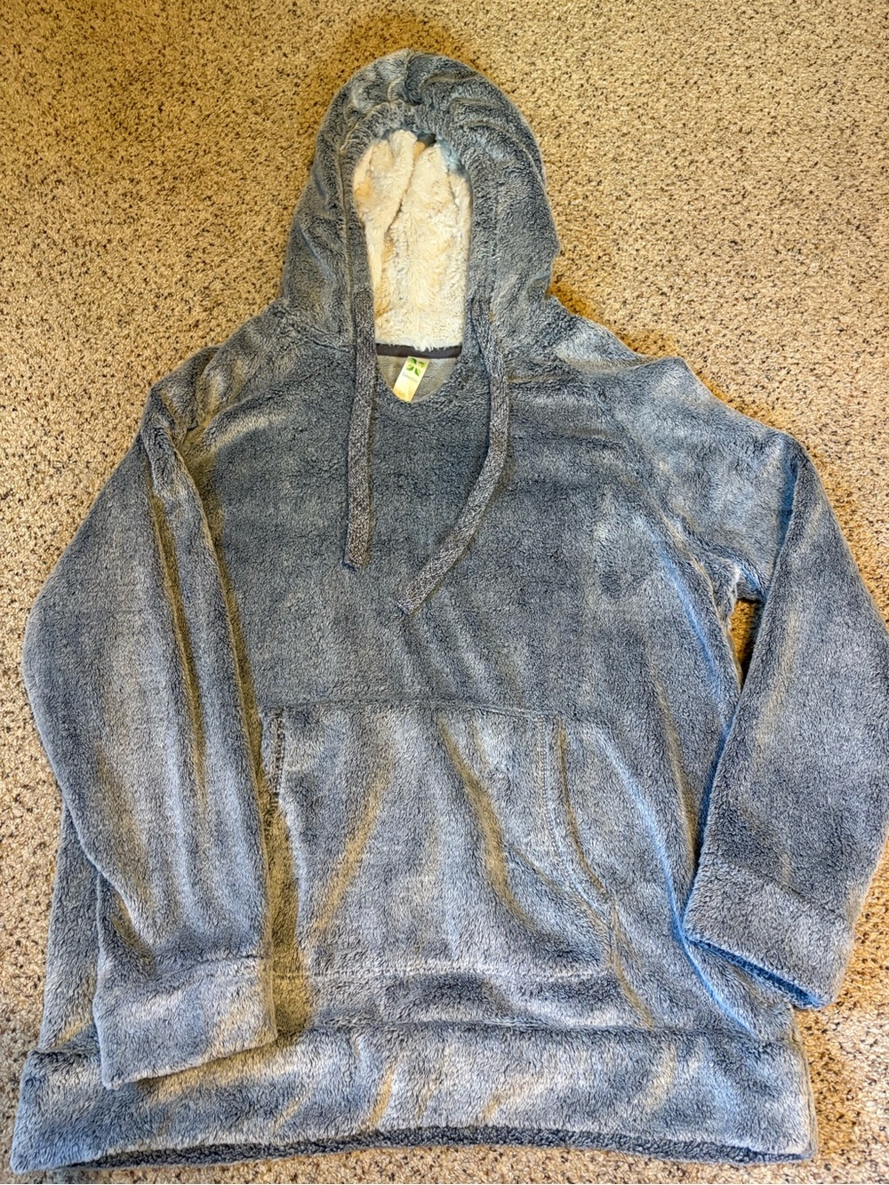 GreenTea Plush Hooded Pullover - Gray and Cream